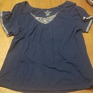 👸👕 #003 Faded Glory Navy short sleeved  Top Size L